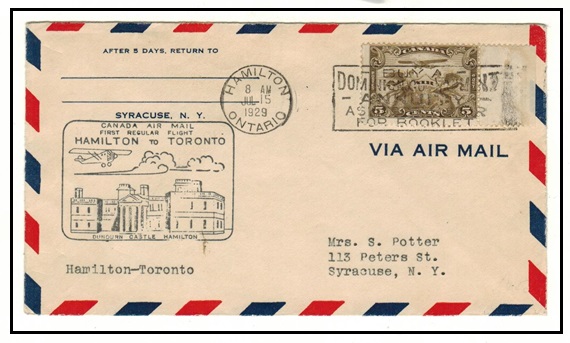 CANADA - 1929 first flight cover from Hamilton to Toronto.