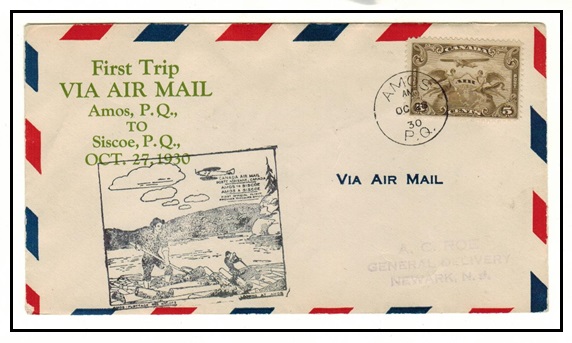 CANADA - 1930 first flight cover from Amos to Siscoe.