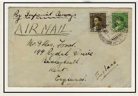 IRAQ - 1933 33f rate cover to UK used at HINAIDI.
