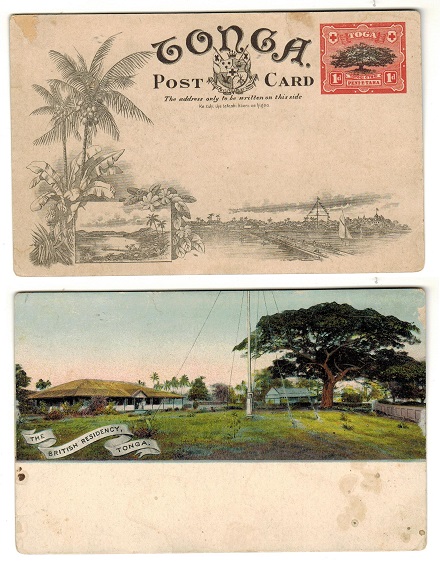 TONGA - 1906 1d illustrated postal stationery postcard.  H&G 1 (7).