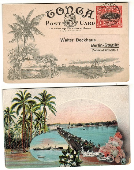 TONGA - 1906 1d illustrated postal stationery postcard.  H&G 1 (2).