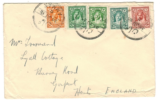 TRANSJORDAN - 1936 multi franked cover to UK used at AMMAN.