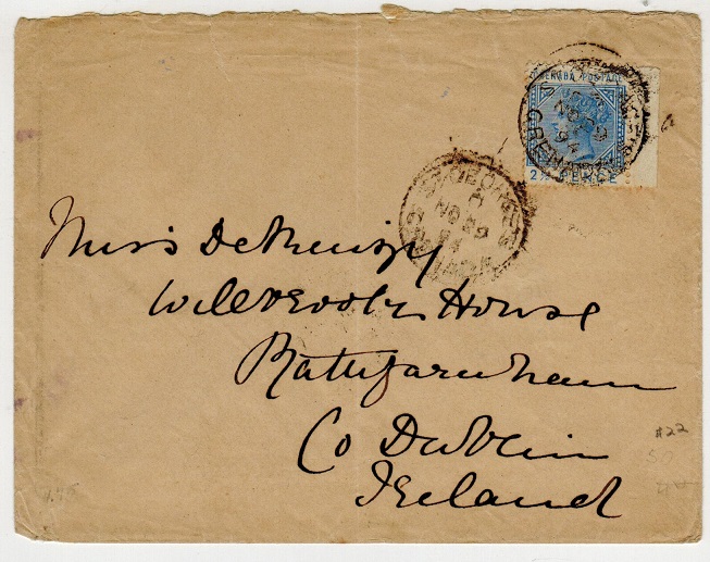 GRENADA - 1894 2 1/2d rate cover to Ireland used at ST.GEORGES.