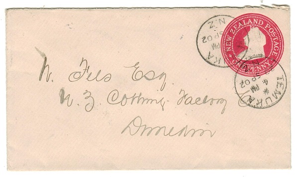NEW ZEALAND - 1900 1d carmine PSE used locally from TEMUKA.  H&G 5.