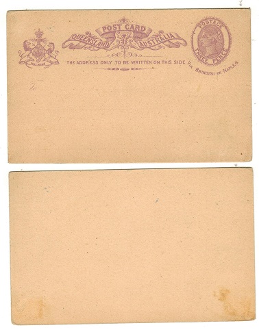 QUEENSLAND - 1889 3d violet PSC unused.  H&G 6.