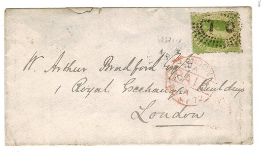 QUEENSLAND - 1872 6d rate cover to UK used at BRISBANE.