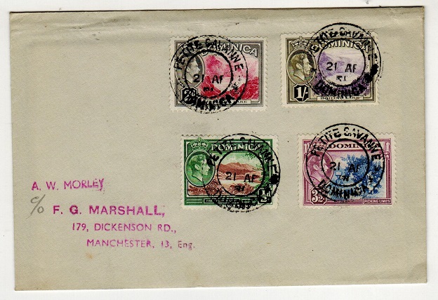 DOMINICA - 1951 multi franked cover to UK used at PETITE SAVANNE.
