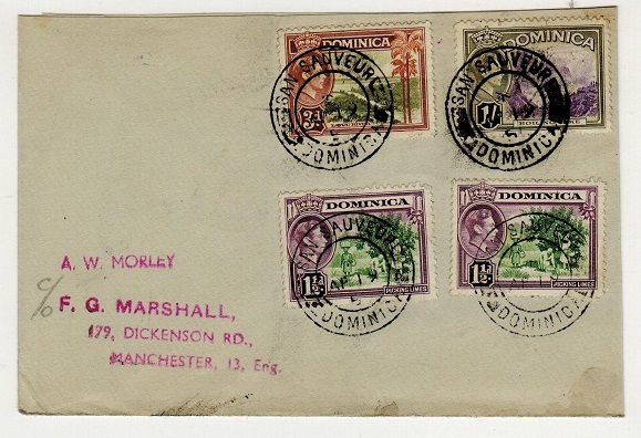 DOMINICA - 1951 multi franked cover to UK used at SAN SAUVEUR.