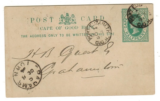CAPE OF GOOD HOPE - 1892 1/2d green PSC used at PORT ELIZABETH.  H&G 5.