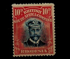 RHODESIA - 1913 10d blue and red 