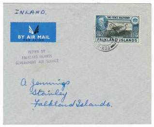 FALKLAND ISLANDS - 1951 Government Air Service cover.