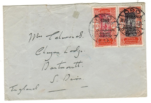TOGO - 1921 25m rate cover to UK used at LOME.