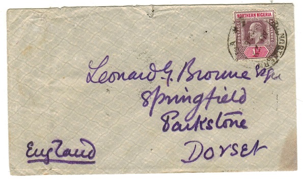 NORTHERN NIGERIA - 1906 1d rate cover to UK used at LOKOJA.