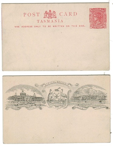 TASMANIA - 1884 1d orange red PSC with INTERNATIONAL EXHIBITION illustration on reverse.