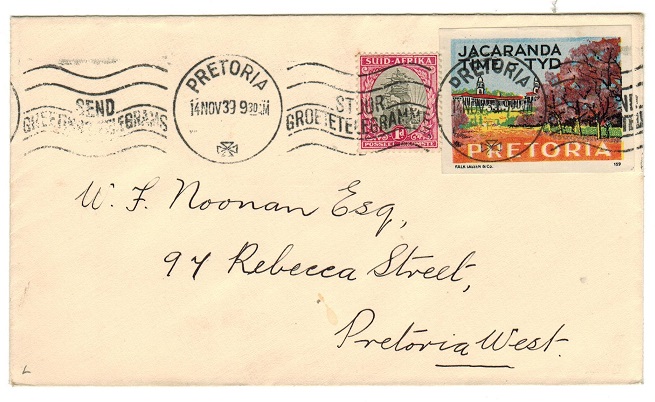 SOUTH AFRICA - 1939 local cover with JACARANDE TIME label.