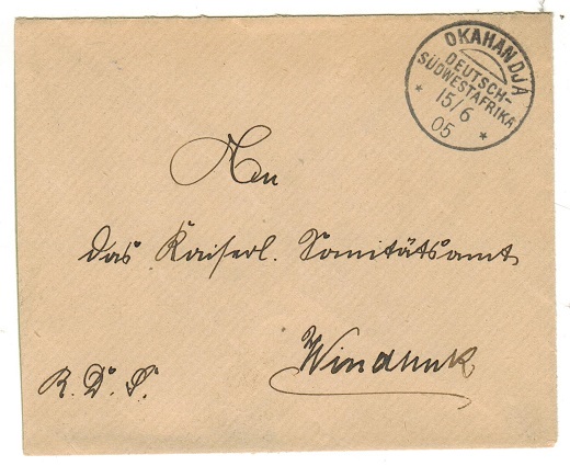 SOUTH WEST AFRICA - 1905 stampless local cover used at OKAHANDJA.