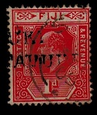 FIJI - 1906 1d red (SG 119) cancelled by TAVUKI handstamp.