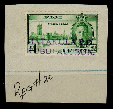 FIJI - 1946 2 1/2d (SG 268) tied to piece by MATAKULAP.O./KUBULAU.BUA h/s.
