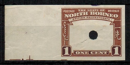 NORTH BORNEO - 1939 1c (SG type 81) IMPERFORATE PLATE PROOF of the frame only.