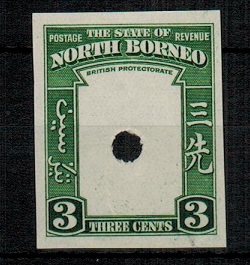 NORTH BORNEO - 1939 3c (SG type 83) IMPERFORATE PLATE PROOF of the frame only.