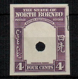 NORTH BORNEO - 1939 4c (SG type 84) IMPERFORATE PLATE PROOF of the frame only.
