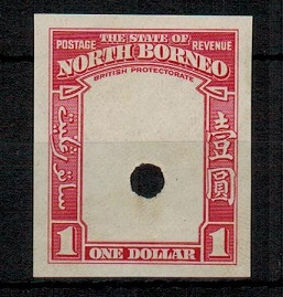 NORTH BORNEO - 1939 $1 (SG type 93) IMPERFORATE PLATE PROOF of the frame only.