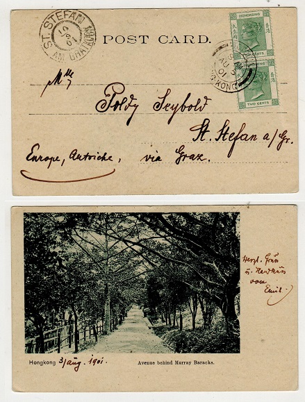 HONG KONG - 1901 4c rate postcard use to Austria used at VICTORIA.