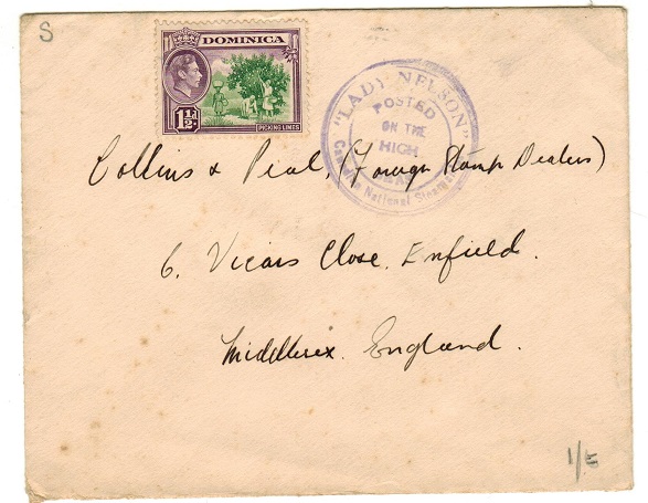 DOMINICA - 1948 (circa) LADY NELSON maritime cover to UK.