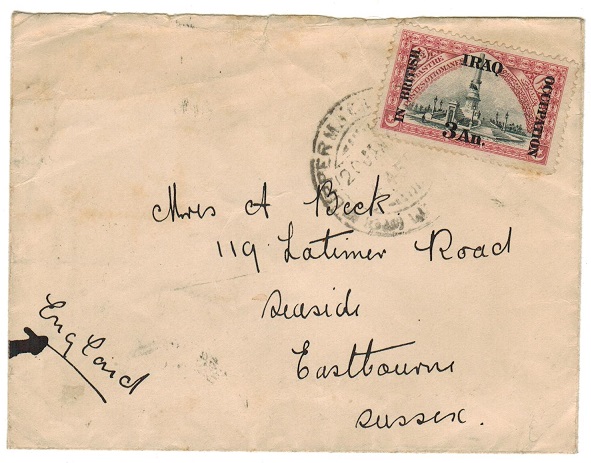 IRAQ - 1918 3a rate (circa) cover to UK used at UPPER MAQIL.