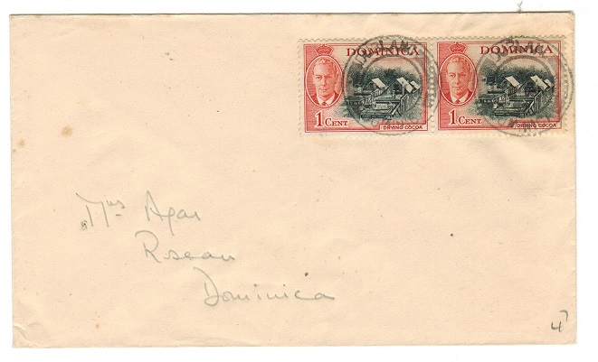 DOMINICA - 1952 2c rate local cover used at DUBLANC.