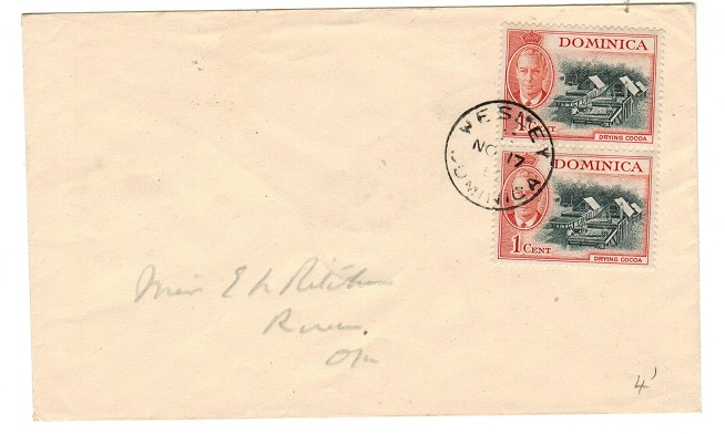 DOMINICA - 1952 2c rate local cover used at WESLEY.