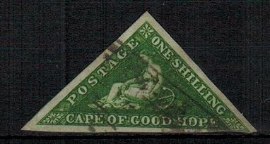 CAPE OF GOOD HOPE - 1855-63 1/- bright yellow green imperforate 