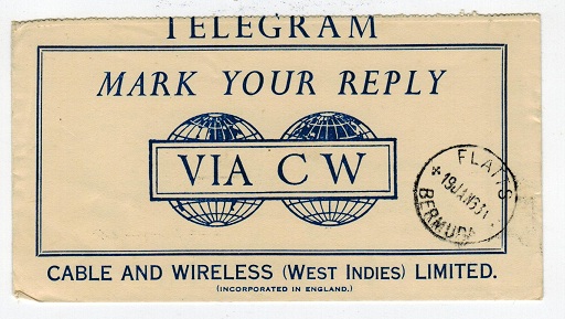 BERMUDA - 1963 TELEGRAM sent locally to Smiths Parish.