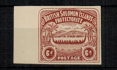 SOLOMON ISLANDS - 1907 6d IMPERFORATE PLATE PROOF printed in chocolate.