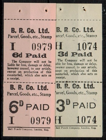 BERMUDA - 1931 3d and 6d BERMUDA RAILWAY parcel, goods stamp tickets unused.