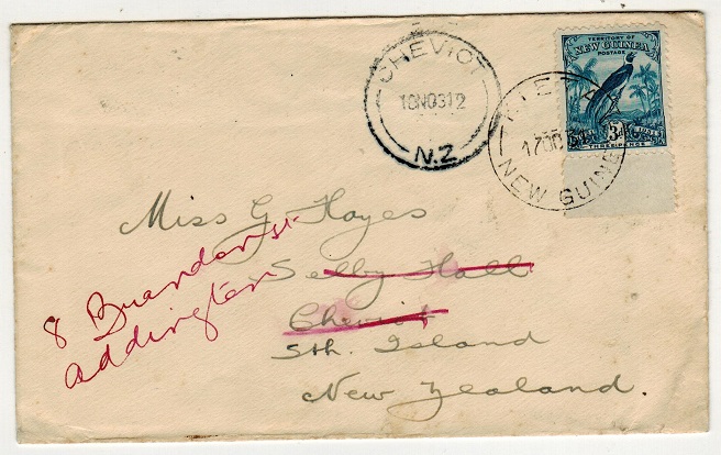 NEW GUINEA - 1931 3d rate cover addressed to New Zealand used at KIETA.