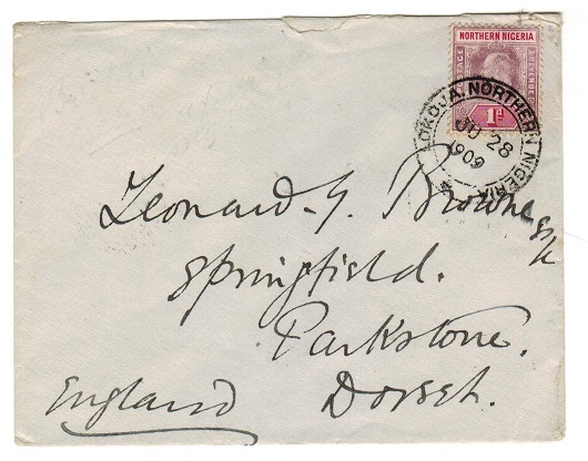 NORTHERN NIGERIA - 1909 1d rate cover to UK used at LOKOJA.