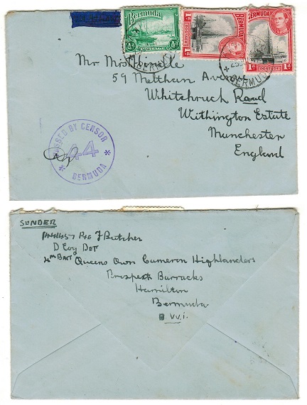 BERMUDA - 1941 2 1/2d rate cover to UK from 