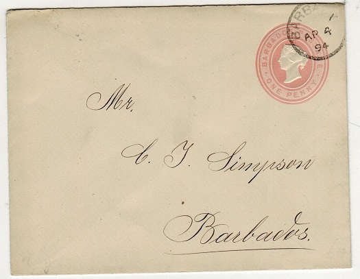 BARBADOS - 1882 1d pink PSE used locally.  H&G 1a.