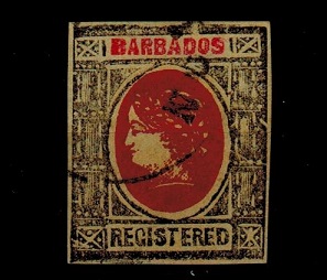 BARBADOS - 1900 (circa) grey and red IMPERFORATE FORGERY headed 