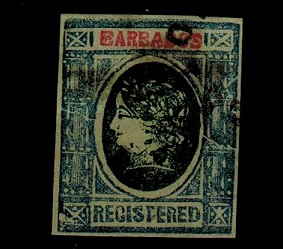 BARBADOS - 1900 (circa) grey and green IMPERFORATE FORGERY headed 