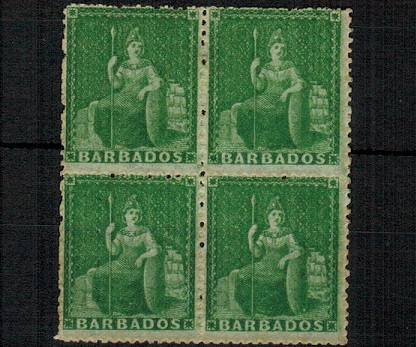 BARBADOS - 1861 1/2d grass green 