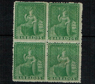 BARBADOS - 1861 1/2d green 