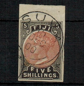 FIJI - 1882 5/- dull red and black IMPERFORATE remainder cto