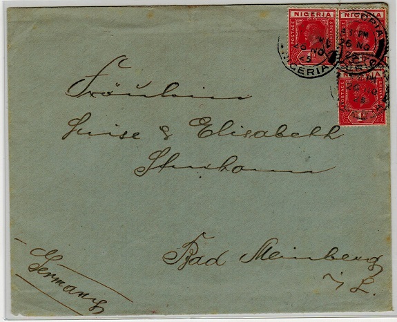CAMEROONS - 1925 (NO.26.) cover addressed to Germany used at VICTORIA/NIGERIA. 

