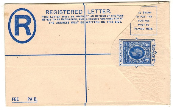 K.U.T. - 1915 18c blue on cream RPSE stationery envelope (size F) unused. H&G 3.
