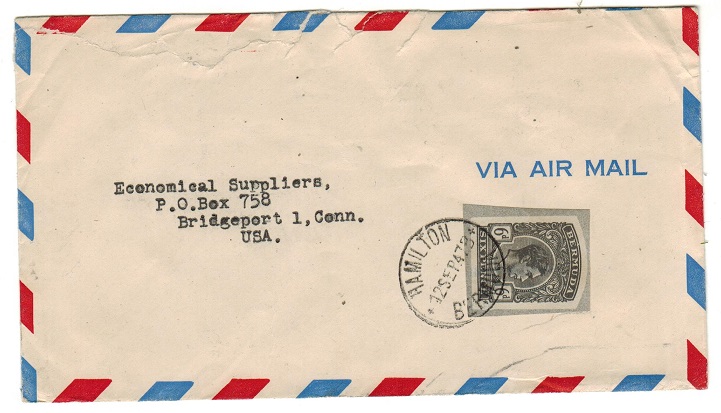 BERMUDA - 1947 use of 6d grey postal stationery 