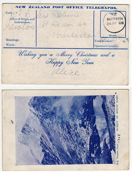 NEW ZEALAND - 1903 NEW ZEALAND POST OFFICE TELEGRAPHS postcard used at MASTERTON.