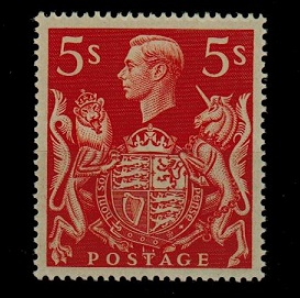 GREAT BRITAIN - 1939 5/- red in fine unmounted mint condition.  SG 477.
