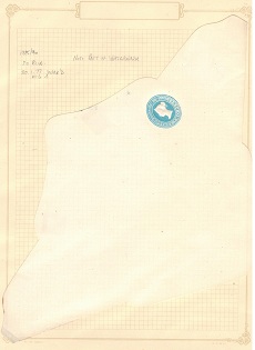 GREAT BRITAIN - 1865 2d blue on cream postal stationery envelope. Unused.  H&G 4.